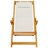 NNEVL Folding Beach Chair with Armrests Light Grey Acacia Wood & Textilene
