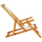 NNEVL Folding Beach Chair with Armrests Light Grey Acacia Wood & Textilene