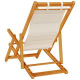 NNEVL Folding Beach Chair with Armrests Light Grey Acacia Wood & Textilene