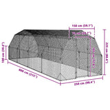 NNEVL Chicken Run 2.5x8x2.25 m Galvanised Steel