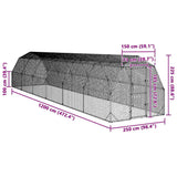 NNEVL Chicken Run 2.5x12x2.25 m Galvanised Steel