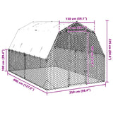 NNEVL Chicken Run with Roof 2.5x4x2.25 m Galvanised Steel