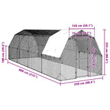 NNEVL Chicken Run with Roof 2.5x8x2.25 m Galvanised Steel