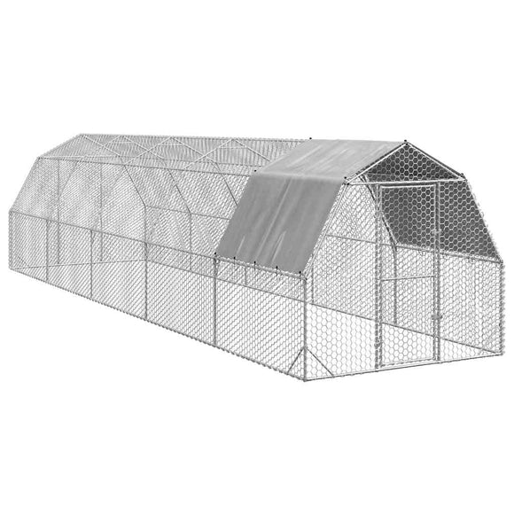 NNEVL Chicken Run with Roof 2.5x10x2.25 m Galvanised Steel