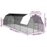 NNEVL Chicken Run with Roof 2.5x10x2.25 m Galvanised Steel
