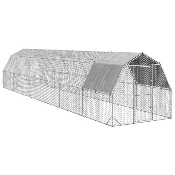 NNEVL Chicken Run with Roof 2.5x12x2.25 m Galvanised Steel