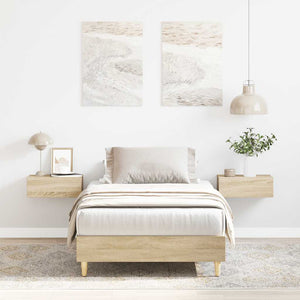 NNEVL Bed Frame No Mattress Sonoma Oak 90x190 cm Engineered Wood