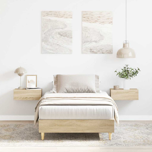 NNEVL Bed Frame No Mattress Sonoma Oak 90x190 cm Engineered Wood