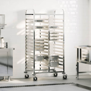 NNEVL Tray Trolley with 32 GN Containers 75x55x162.5 cm Stainless Steel