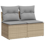 NNEVL 2 Piece Garden Sofa Set with Cushions Beige Poly Rattan Acacia