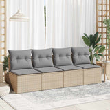 NNEVL 2 Piece Garden Sofa Set with Cushions Beige Poly Rattan Acacia