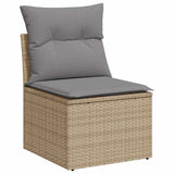 NNEVL 2 Piece Garden Sofa Set with Cushions Beige Poly Rattan Acacia