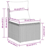 NNEVL 2 Piece Garden Sofa Set with Cushions Beige Poly Rattan Acacia