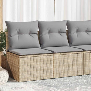NNEVL 2 Piece Garden Sofa Set with Cushions Beige Poly Rattan Acacia