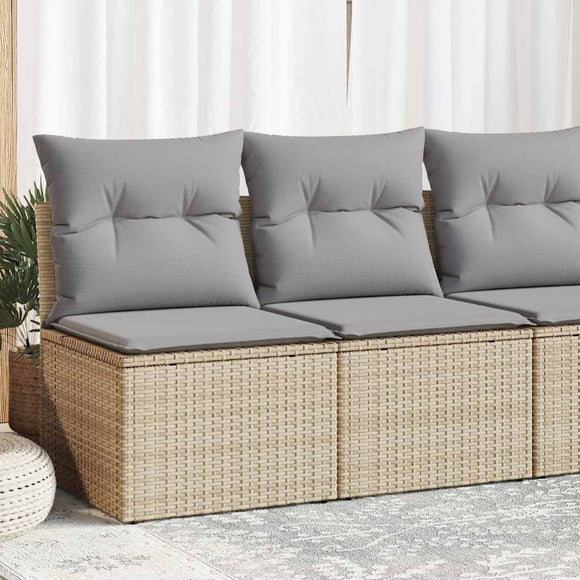 NNEVL 2 Piece Garden Sofa Set with Cushions Beige Poly Rattan Acacia