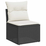 NNEVL 10 Piece Garden Sofa Set with Cushions Black Poly Rattan Acacia