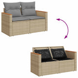 NNEVL 6 Piece Garden Sofa Set with Cushions Beige Poly Rattan Acacia
