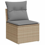 NNEVL 9 Piece Garden Sofa Set with Cushions Beige Poly Rattan Acacia