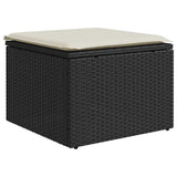 NNEVL 7 Piece Garden Sofa Set with Cushions Black Poly Rattan Acacia