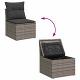 NNEVL 7 Piece Garden Sofa Set with Cushions Grey Poly Rattan Acacia