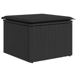 NNEVL 8 Piece Garden Sofa Set with Cushions Black Poly Rattan Acacia