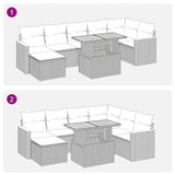 NNEVL 8 Piece Garden Sofa Set with Cushions Black Poly Rattan Acacia