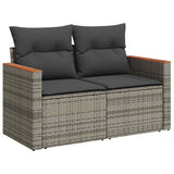 NNEVL 10 Piece Garden Sofa Set with Cushions Grey Poly Rattan Acacia