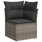NNEVL 10 Piece Garden Sofa Set with Cushions Grey Poly Rattan Acacia