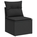 NNEVL 11 Piece Garden Sofa Set with Cushions Black Poly Rattan Acacia