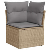 NNEVL 11 Piece Garden Sofa Set with Cushions Beige Poly Rattan Acacia