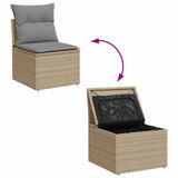 NNEVL 11 Piece Garden Sofa Set with Cushions Beige Poly Rattan Acacia