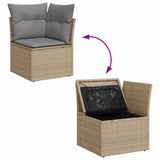 NNEVL 11 Piece Garden Sofa Set with Cushions Beige Poly Rattan Acacia