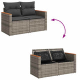 NNEVL 11 Piece Garden Sofa Set with Cushions Grey Poly Rattan Acacia