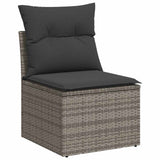 NNEVL 6 Piece Garden Sofa Set with Cushions Grey Poly Rattan Acacia