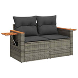 NNEVL 6 Piece Garden Sofa Set with Cushions Grey Poly Rattan Acacia