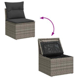 NNEVL 6 Piece Garden Sofa Set with Cushions Grey Poly Rattan Acacia