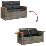 NNEVL 6 Piece Garden Sofa Set with Cushions Grey Poly Rattan Acacia