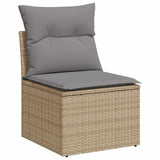 NNEVL 8 Piece Garden Sofa Set with Cushions Beige Poly Rattan Acacia