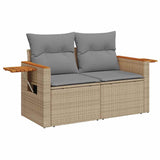 NNEVL 8 Piece Garden Sofa Set with Cushions Beige Poly Rattan Acacia