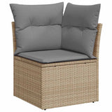 NNEVL 8 Piece Garden Sofa Set with Cushions Beige Poly Rattan Acacia