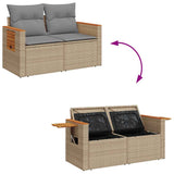 NNEVL 8 Piece Garden Sofa Set with Cushions Beige Poly Rattan Acacia