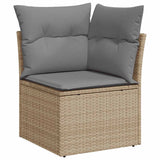 NNEVL 4 Piece Garden Sofa Set with Cushions Beige Poly Rattan Acacia