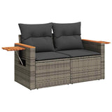 NNEVL 4 Piece Garden Sofa Set with Cushions Grey Poly Rattan Acacia