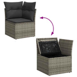 NNEVL 4 Piece Garden Sofa Set with Cushions Grey Poly Rattan Acacia