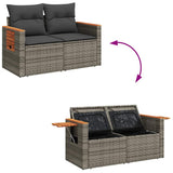 NNEVL 4 Piece Garden Sofa Set with Cushions Grey Poly Rattan Acacia