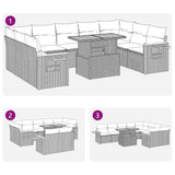 NNEVL 10 Piece Garden Sofa Set with Cushions Beige Poly Rattan Acacia