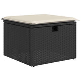 NNEVL 9 Piece Garden Sofa Set with Cushions Black Poly Rattan Acacia