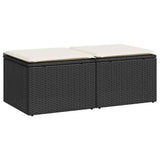 NNEVL 2 Piece Garden Sofa Set with Cushions Black Poly Rattan Acacia