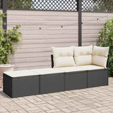 NNEVL 2 Piece Garden Sofa Set with Cushions Black Poly Rattan Acacia