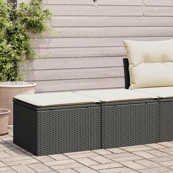 NNEVL 2 Piece Garden Sofa Set with Cushions Black Poly Rattan Acacia
